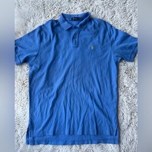 Mens Ralph Lauren Cotton Classic Fit Blue Yellow Polo Size Large